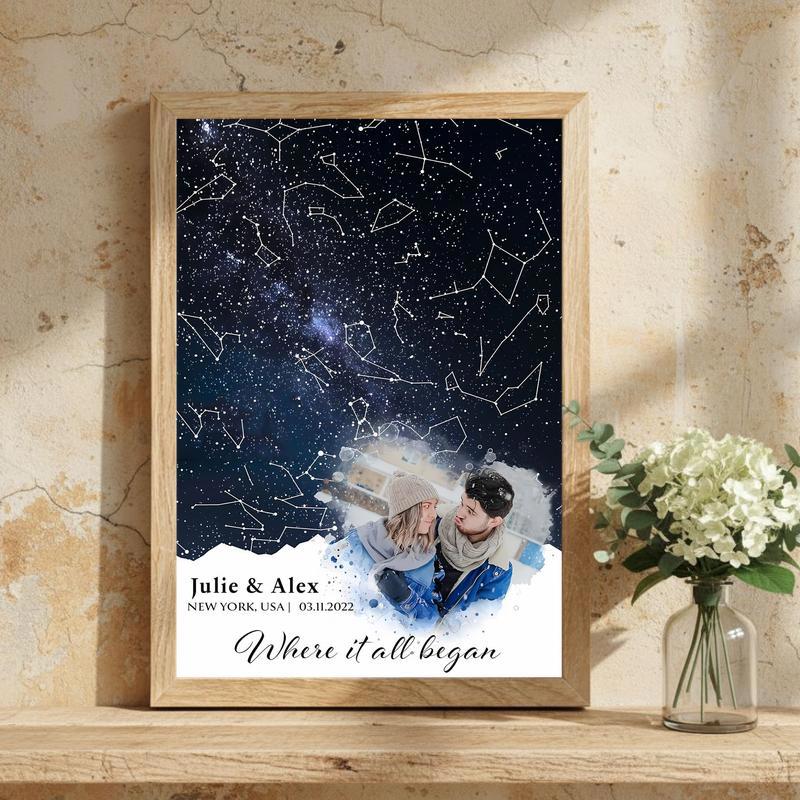 Constellations of Your Love Custom Date Star Map Canvas