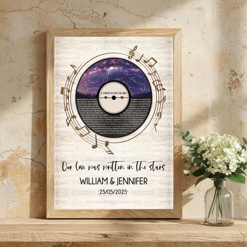 Your Song & Starry Night Map - Personalized Anniversary Canvas