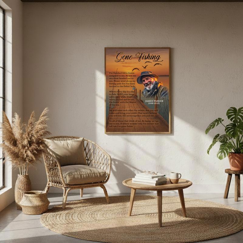 A Fisherman's Farewell - Personalized Photo Memorial Canvas