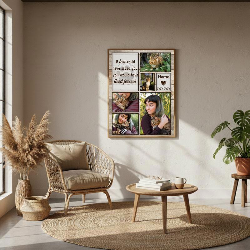 A Fur-Ever Love - Personalized Cat Memorial Collage Canvas