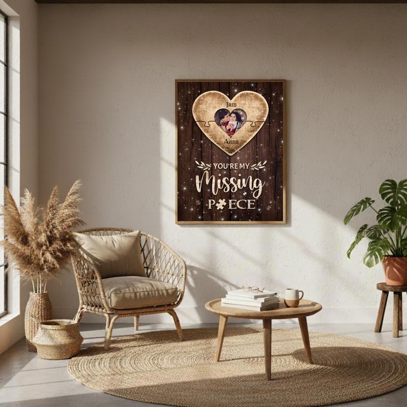 A Missing Piece Of My Heart - Personalized Valentine Puzzle Canvas
