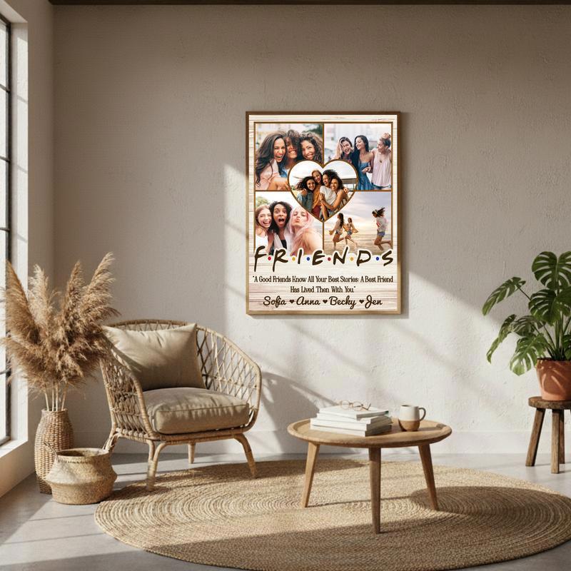 Bestie Birthday Photo Collage Canvas - Unique Rustic Friendship Gift