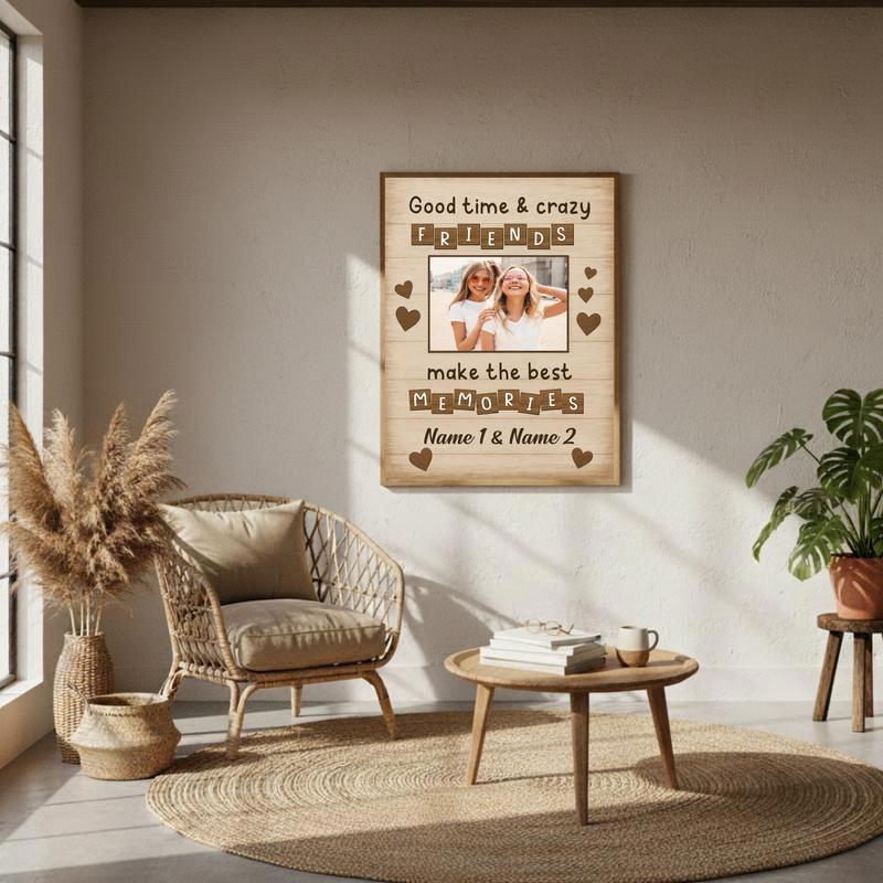 Besties Keepsake Canvas - Personalized Rustic Friendship Art Gift