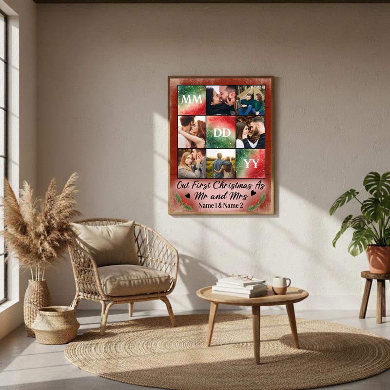 Celebrate Your First Christmas Together - Mr & Mrs Photo Canvas