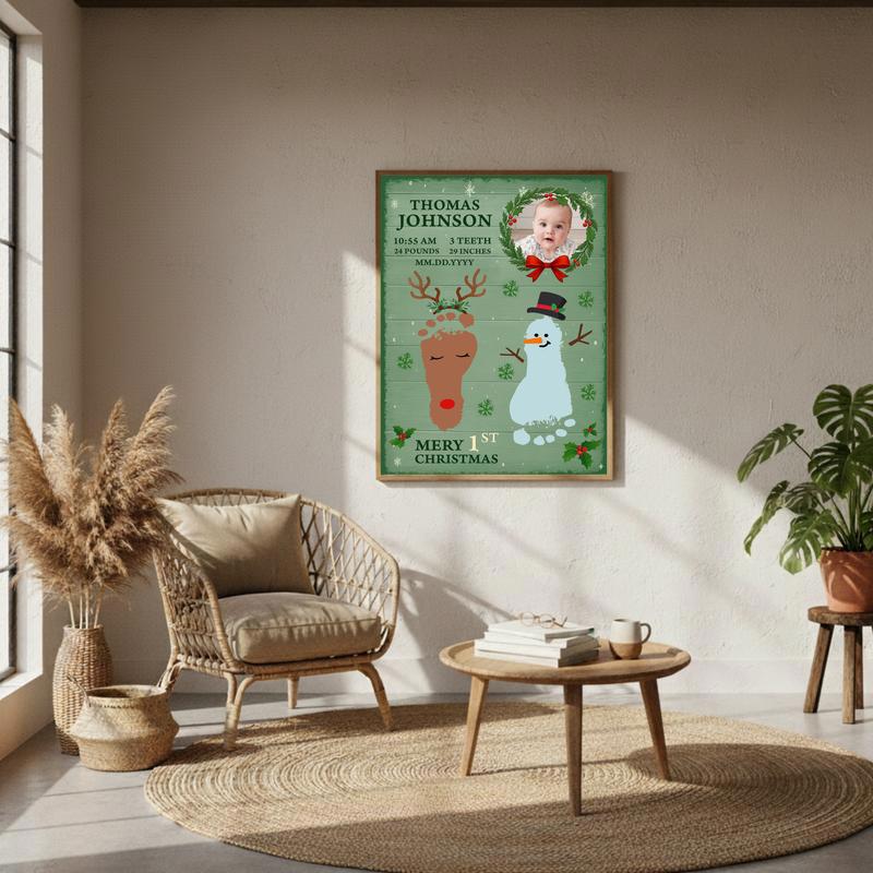 Cherish Baby's First Christmas - Personalized Footprints Canvas