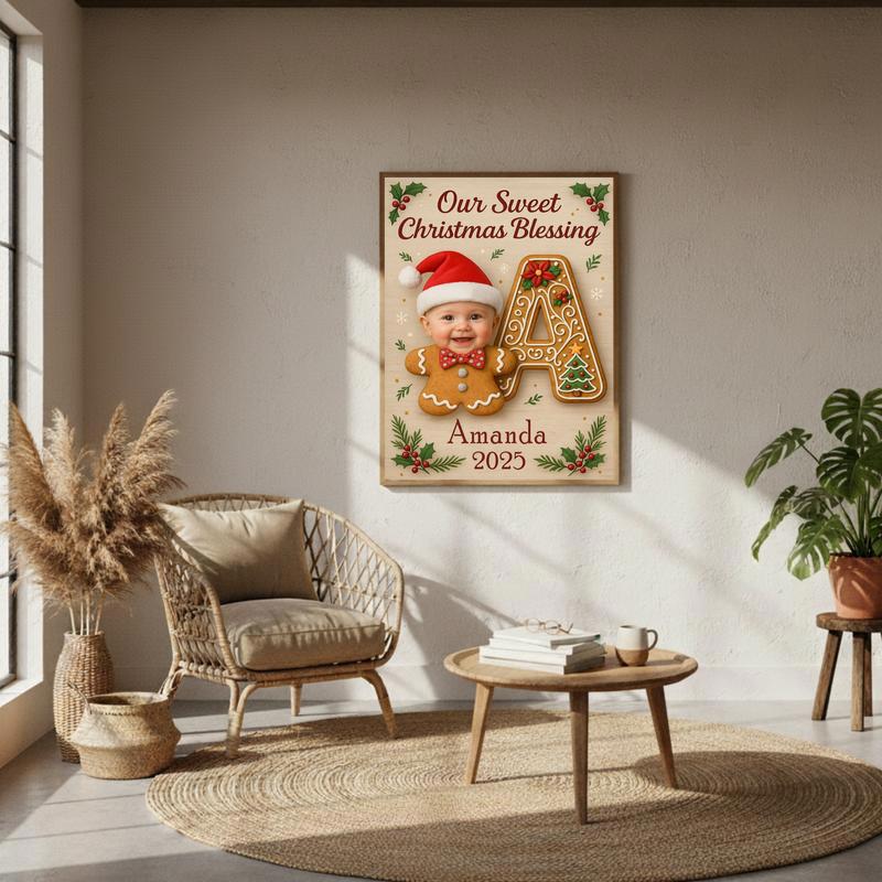 Cherished Baby's First Christmas Personalized Gingerbread Canvas