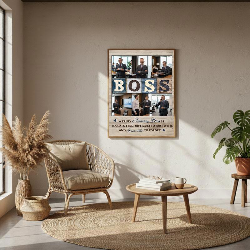 Cherished Boss Retirement Photo Collage Gift Canvas