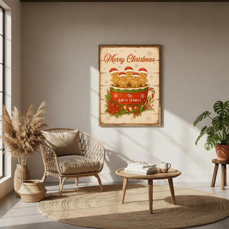 Custom Christmas Keepsake - Gingerbread Family Cup Canvas