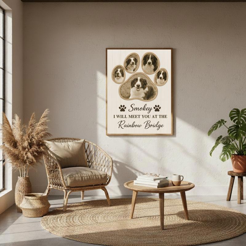 Custom Dog Loss Paw Print Remembrance Photo Canvas