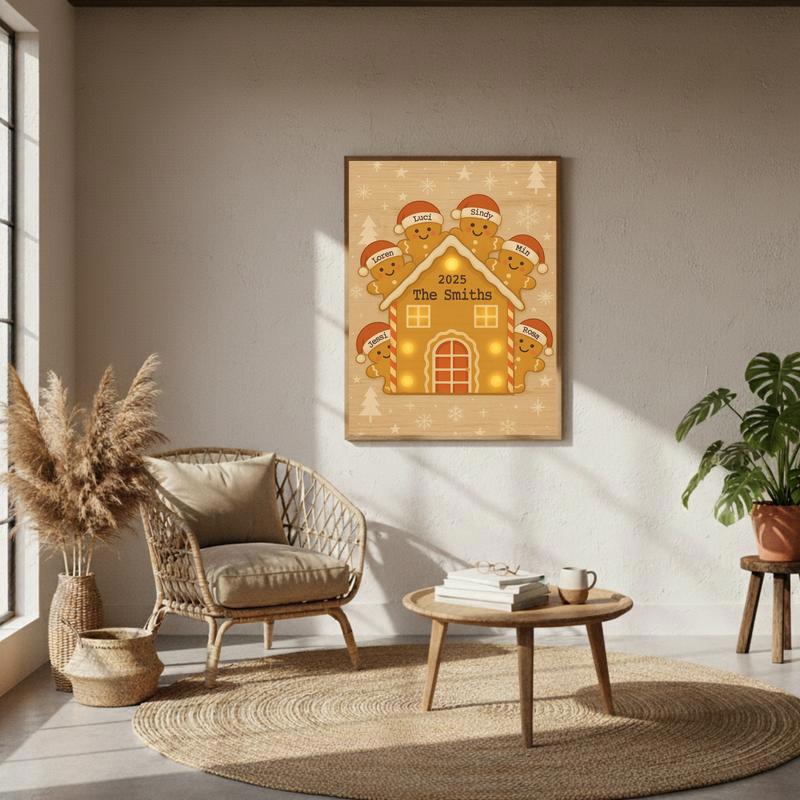 Custom Family Gingerbread House Canvas Art For Christmas Decor