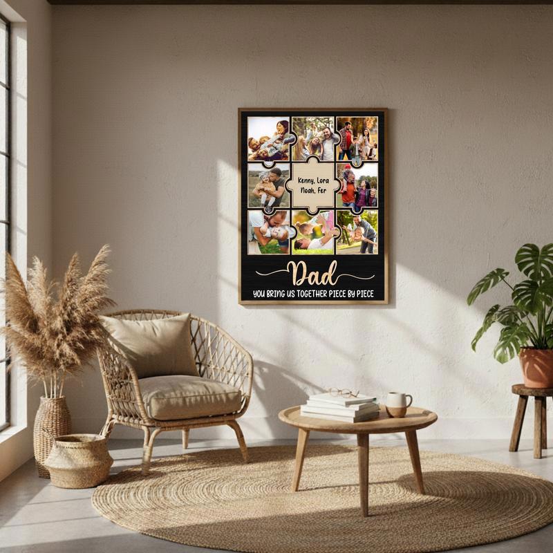 Custom Family Photo Collage Canvas - Father’s Day Gift For Dad
