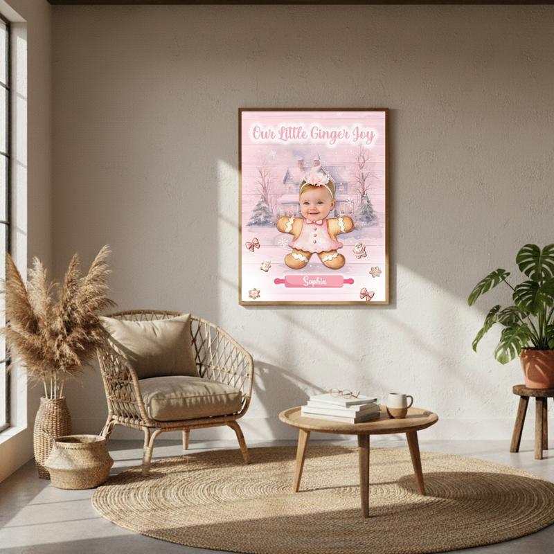Daughter's Keepsake - Custom Pink Gingerbread Christmas Canvas