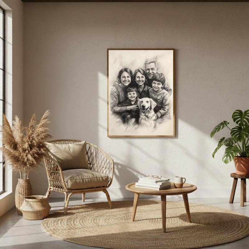 Heirloom Charcoal Sketch Canvas Timeless Family Wall Art