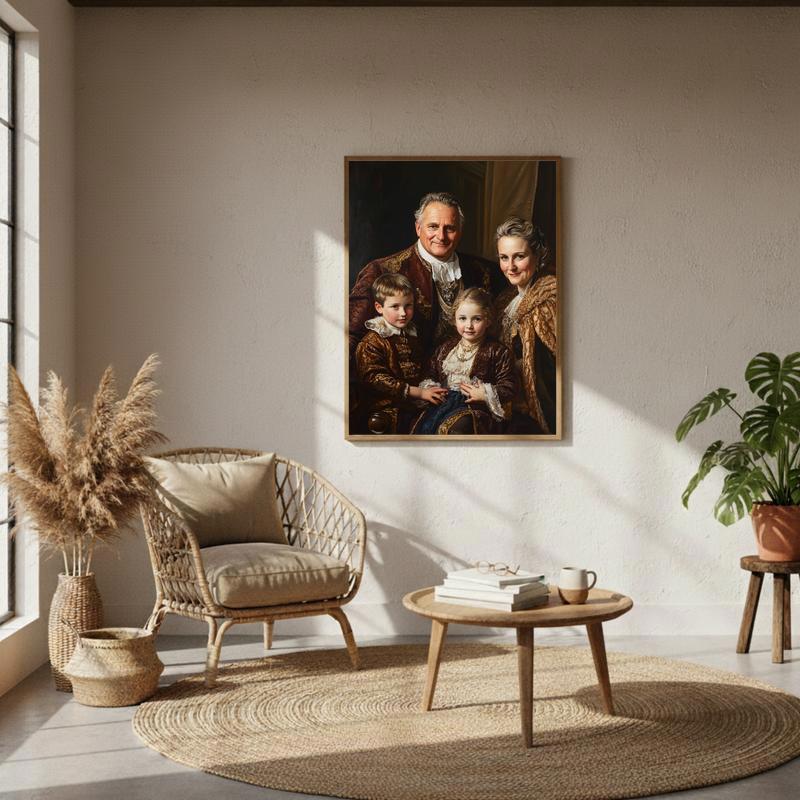 Hand-Painted Royal Family Portrait Wall Art Canvas