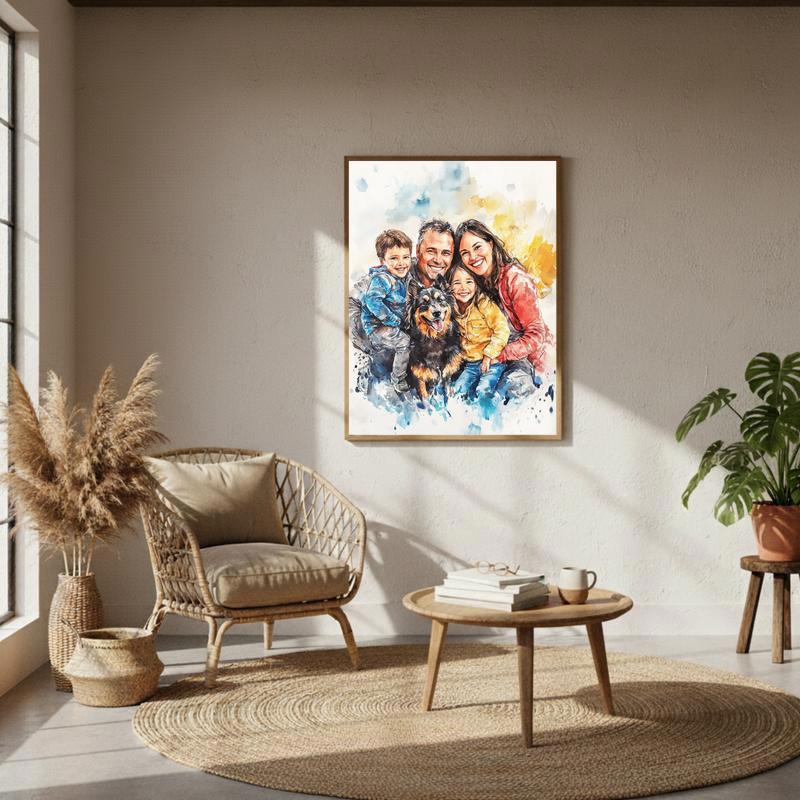 Hand-Painted Style Family Canvas A Treasured Watercolor Heirloom