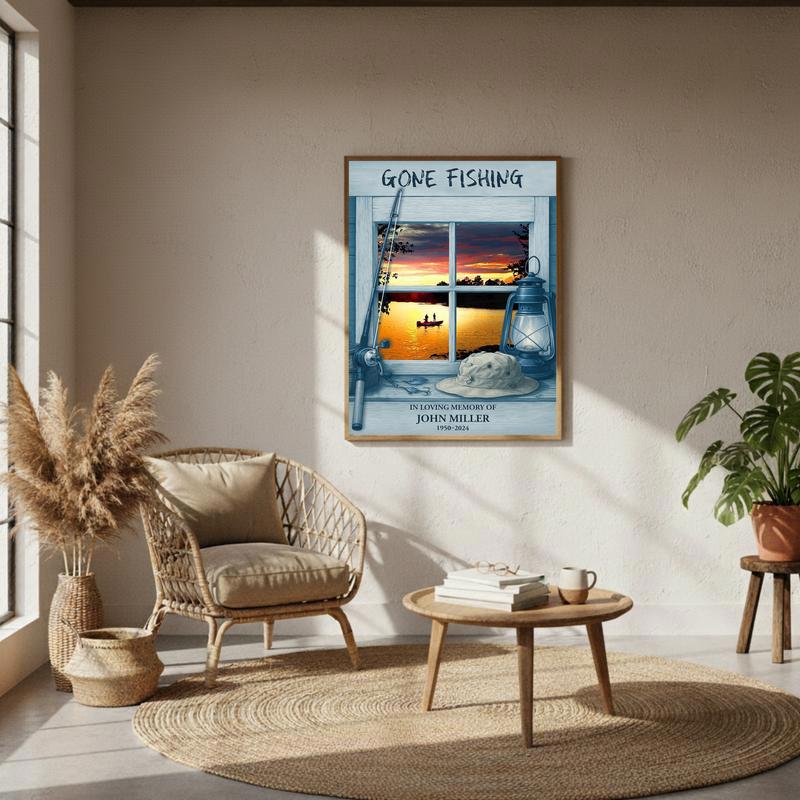 Fisherman's Personalized Remembrance - Gone Fishing Tribute Canvas