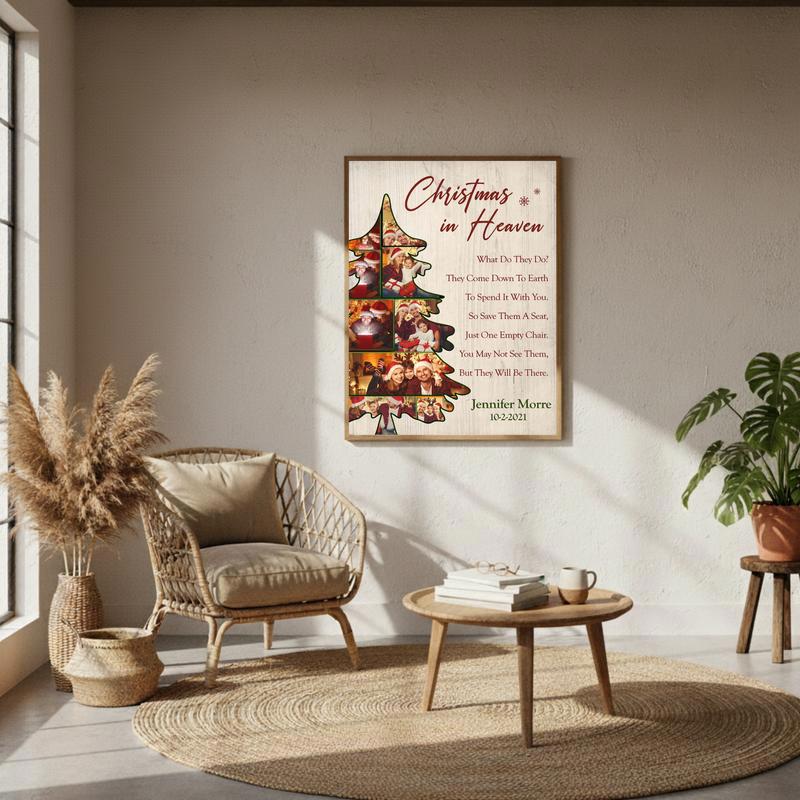 Forever In Our Hearts Personalized Christmas Family Tree Memorial Canvas