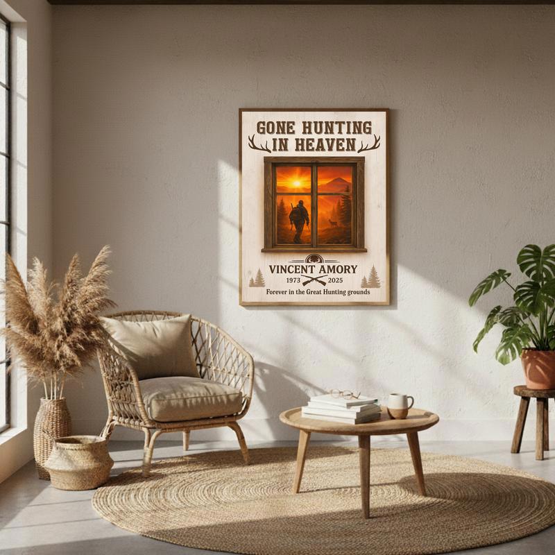 Gone Hunting In Heaven - Personalized Hunter Memorial Canvas