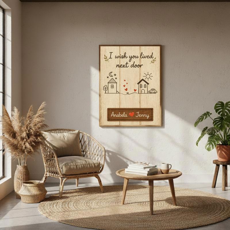 I Wish You Lived Next Door - Custom Long Distance Bestie Canvas