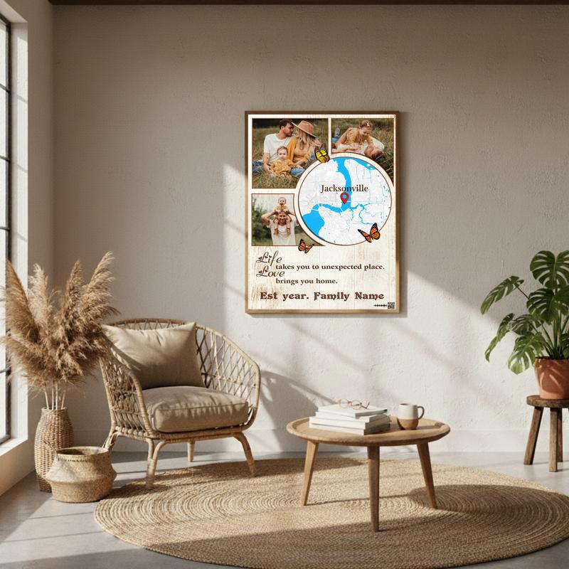 Personalized Map Canvas Life's Unexpected Journey Photo Art