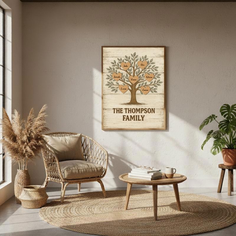 Meaningful Gift For Family - Personalized Family Tree Canvas