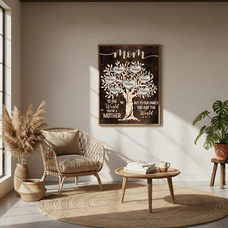 Unique Mom Keepsake Family Tree Canvas My World in One Person Art
