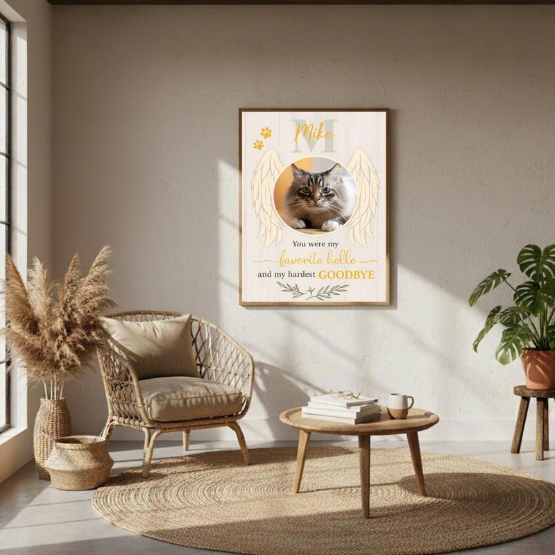 Personalized Cat Photo Memorial With Angel Wings Canvas