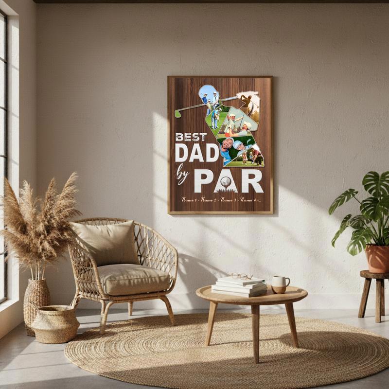 Capture Dad's Golf Day Custom Photo Collage Canvas