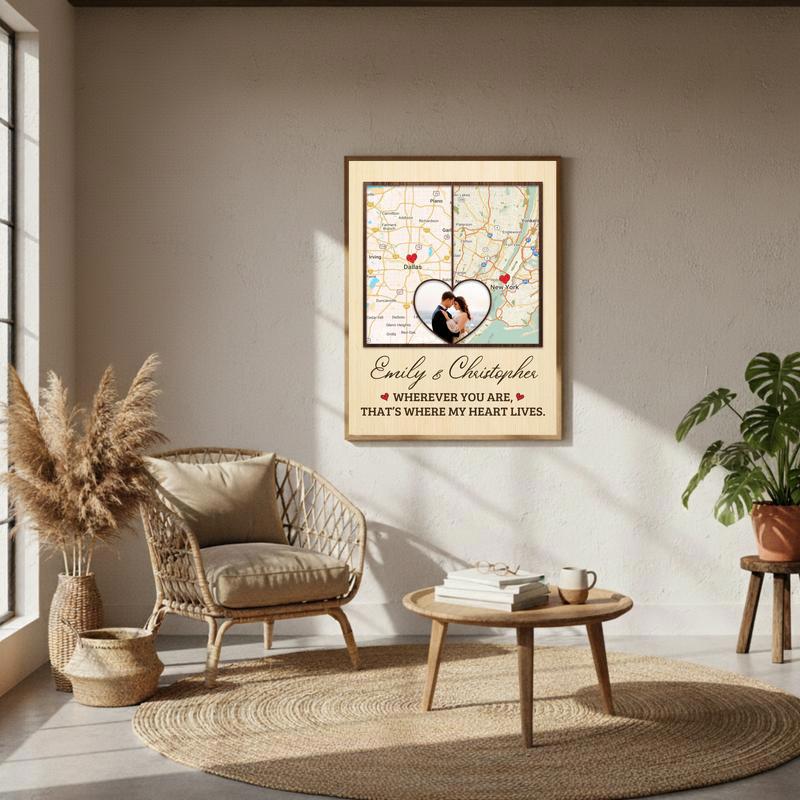 Personalized Map Art To Close The Distance - Couples Gift Canvas