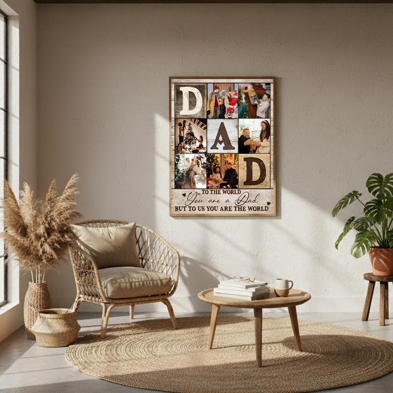A Father's World in Photos Personalized Collage Canvas