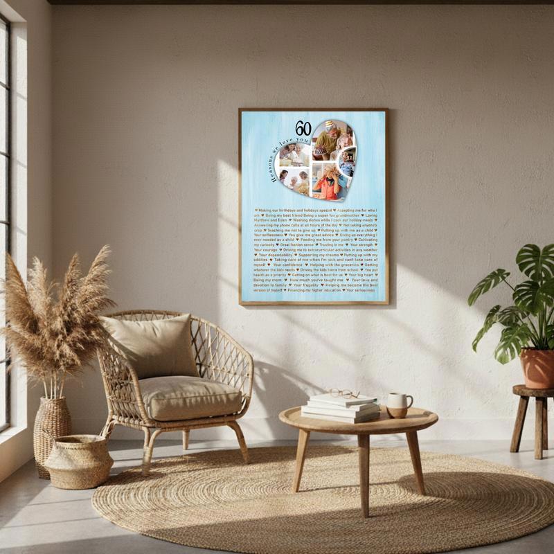 60 Moments Mom's 60th Birthday Photo Canvas of Love