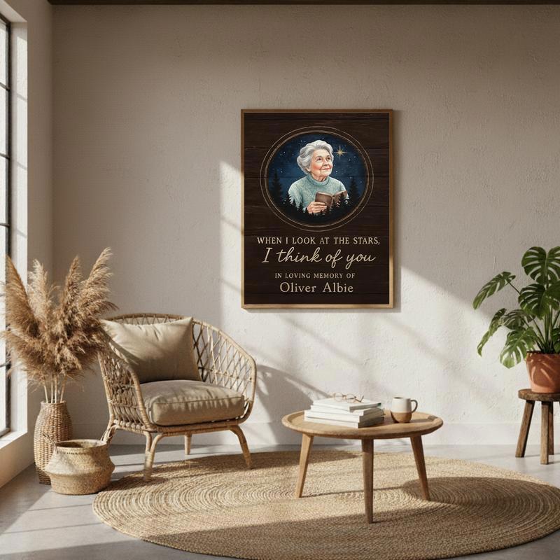 Remembering Mom - Custom Photo & Sky Map Memorial Canvas