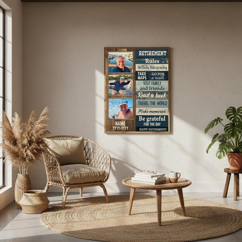 Rustic Coastal Gift For Dad's Personalized Retirement Canvas