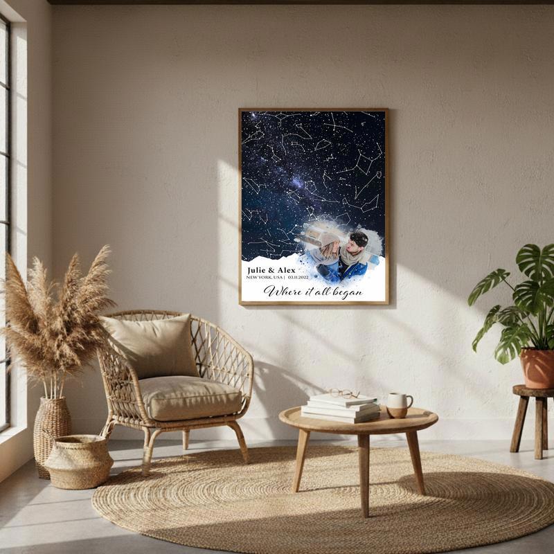 Constellations of Your Love Custom Date Star Map Canvas