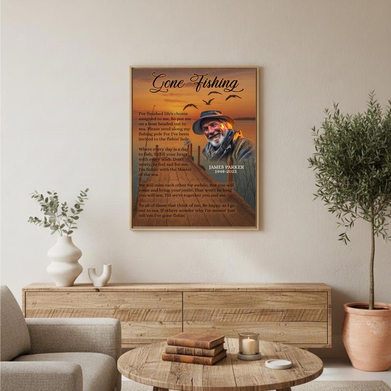 A Fisherman's Farewell - Personalized Photo Memorial Canvas