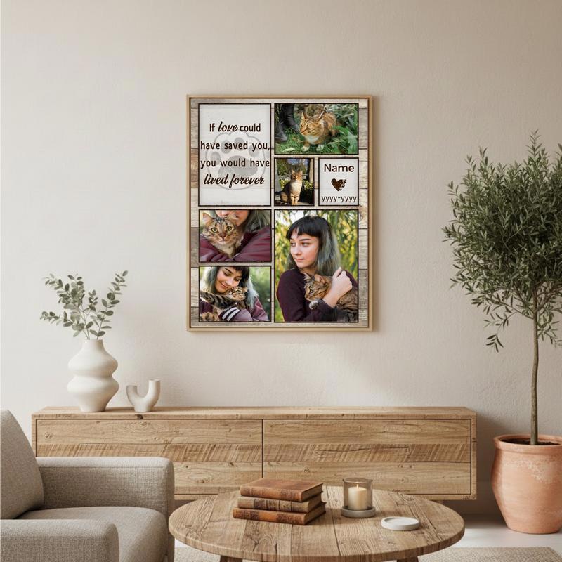 A Fur-Ever Love - Personalized Cat Memorial Collage Canvas