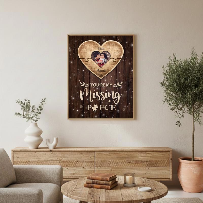 A Missing Piece Of My Heart - Personalized Valentine Puzzle Canvas