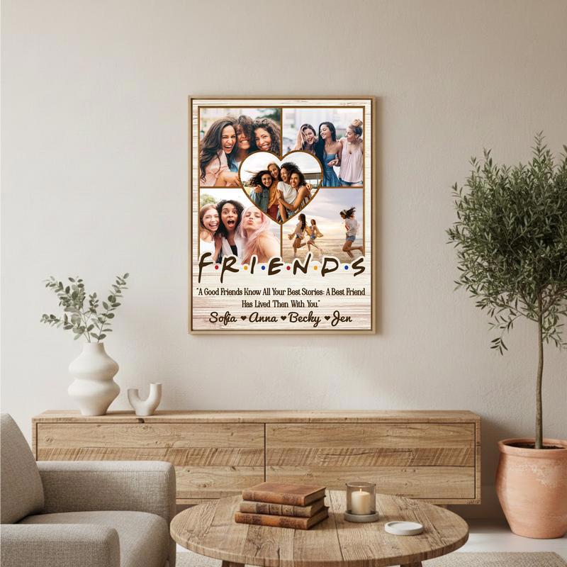 Bestie Birthday Photo Collage Canvas - Unique Rustic Friendship Gift