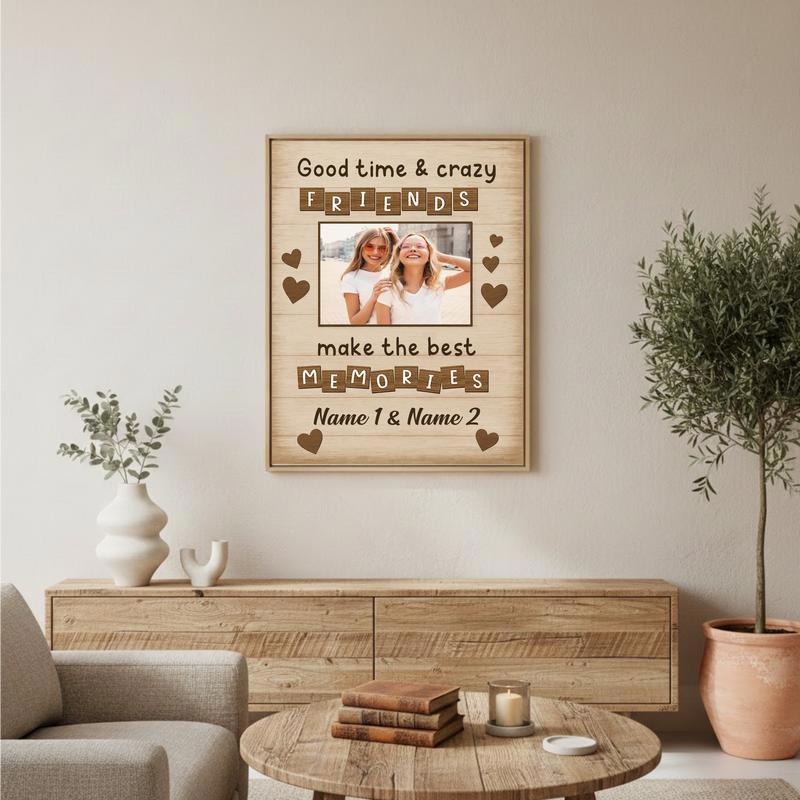 Besties Keepsake Canvas - Personalized Rustic Friendship Art Gift