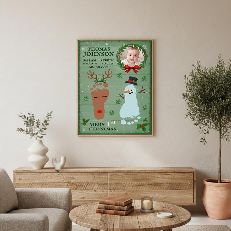 Cherish Baby's First Christmas - Personalized Footprints Canvas