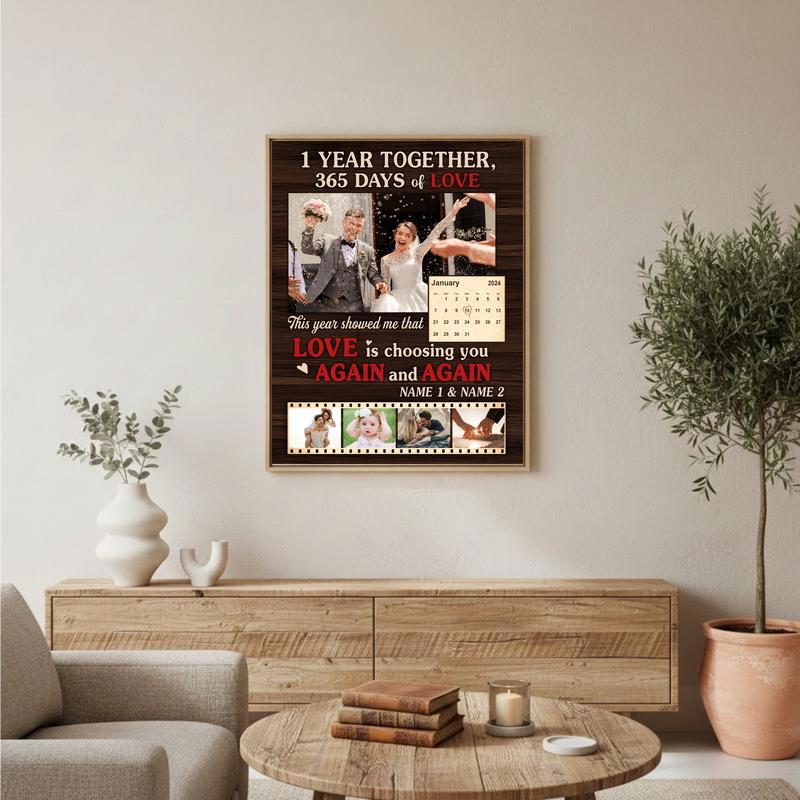 Cherish Your First Year - Custom Wedding Photo Collage Canvas