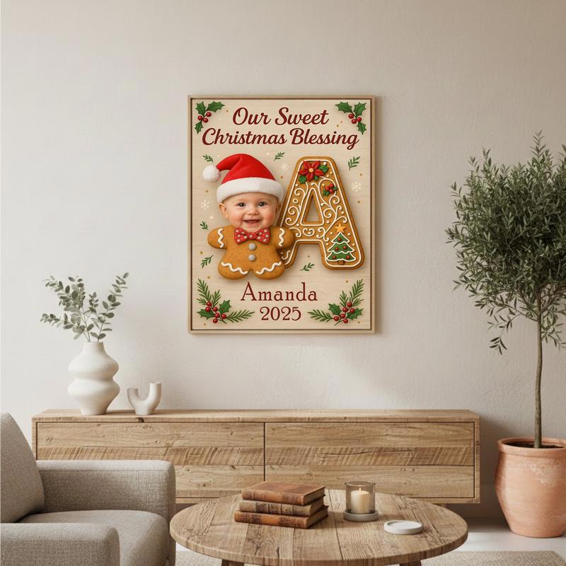 Cherished Baby's First Christmas Personalized Gingerbread Canvas