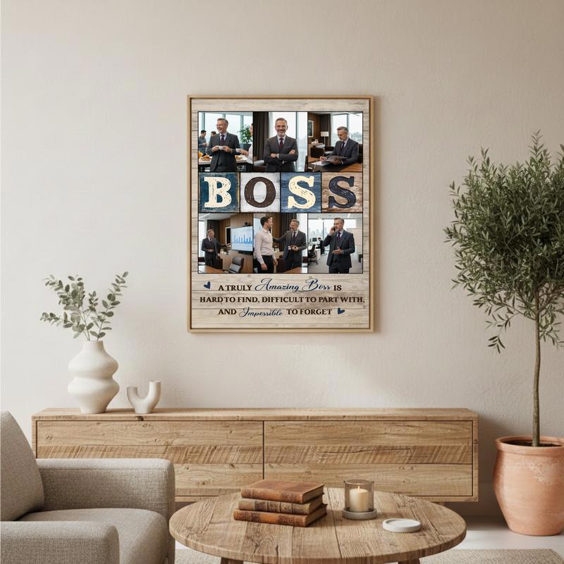 Cherished Boss Retirement Photo Collage Gift Canvas