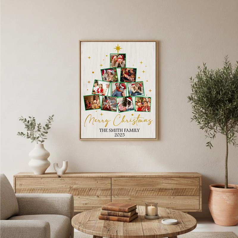 Cherished Christmas Photo Family Tree Custom Canvas - Holiday Home Decor