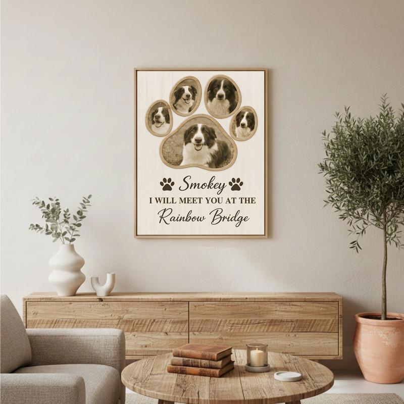 Custom Dog Loss Paw Print Remembrance Photo Canvas