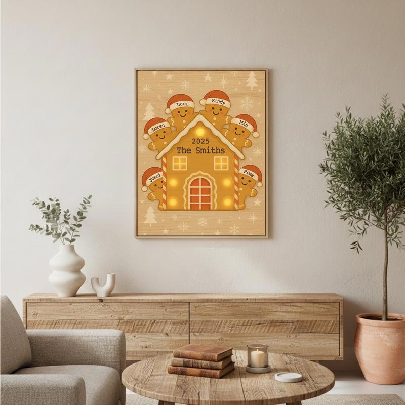 Custom Family Gingerbread House Canvas Art For Christmas Decor