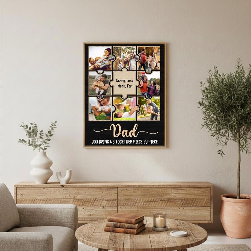 Custom Family Photo Collage Canvas - Father’s Day Gift For Dad