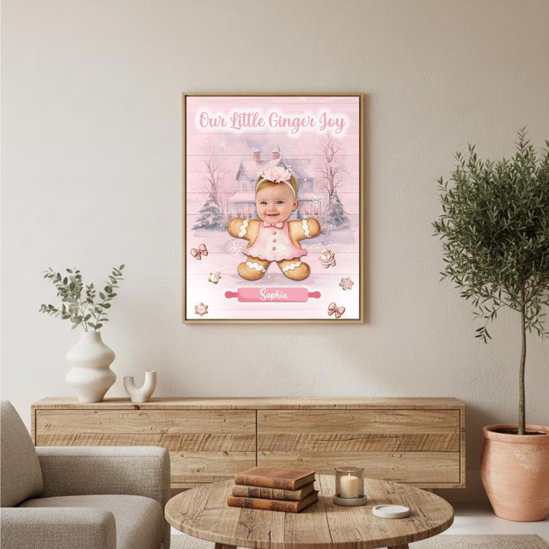 Daughter's Keepsake - Custom Pink Gingerbread Christmas Canvas