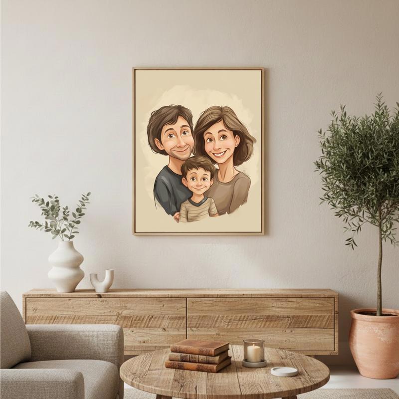 Heartfelt Humor Your Family Caricature Portrait Canvas