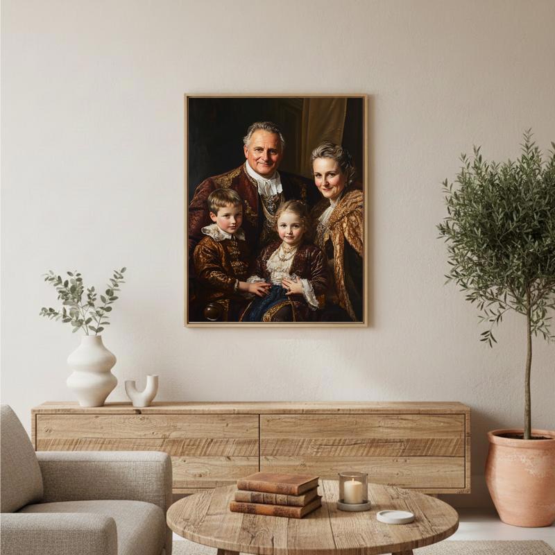 Hand-Painted Royal Family Portrait Wall Art Canvas